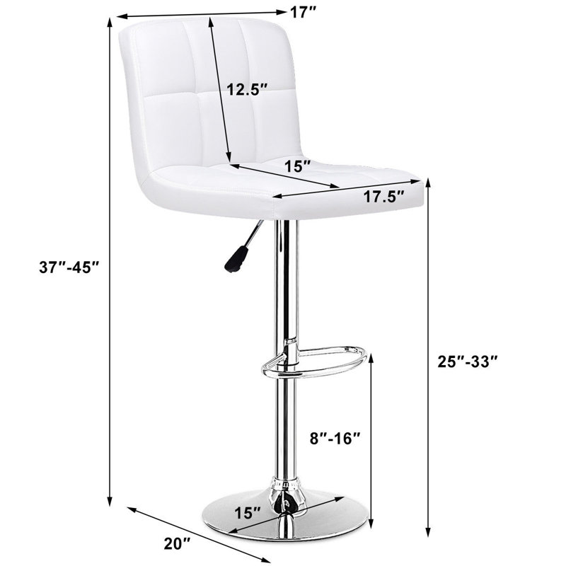 Sanya Swivel Upholstered Adjustable Height Counter Stool, White