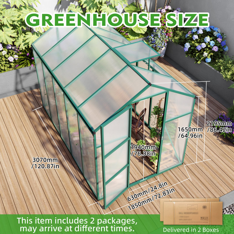 6x10 FT Polycarbonate Greenhouse