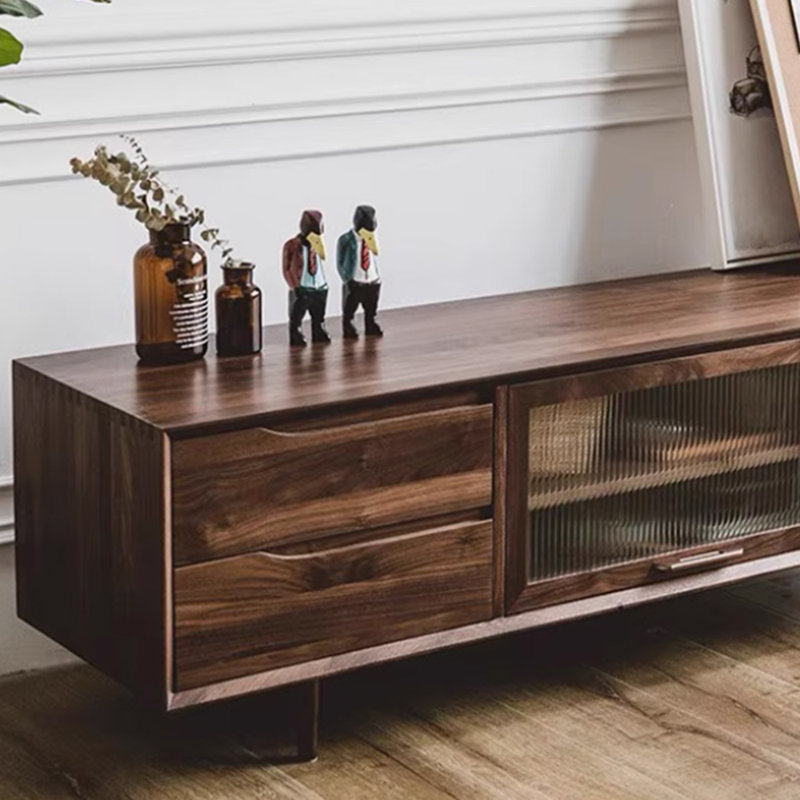 Meuble télé rétro haut de gamme, Noyer, H 20,47 po x L 78,74 po x l 17,71 po