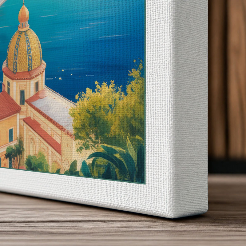 Mediterranean Cascades Coastal - Wrapped Canvas, 30x20 - 76.2 x 50.8 cm, White Border