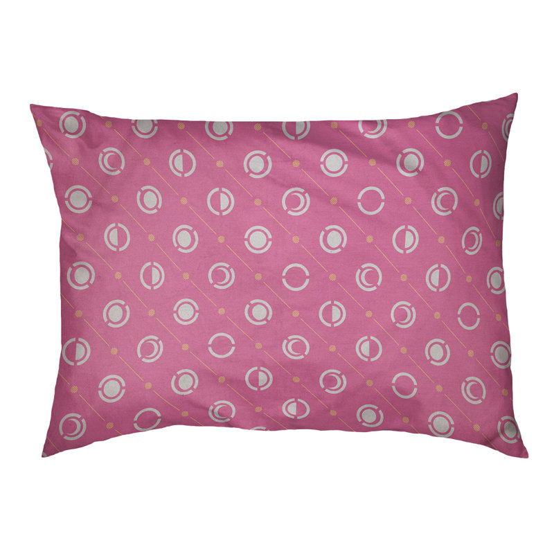 Coussin intérieur pour chien moon phases Chenault, Grand (l 50 po x P 7 po x H 40 po), Rose / jaune / blanc