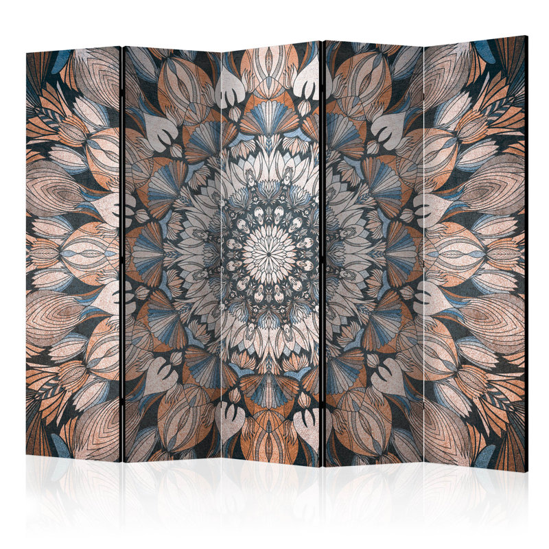 Gins 225 cm W x 172 cm H 5 - Panel Solid Wood Folding Room Divider