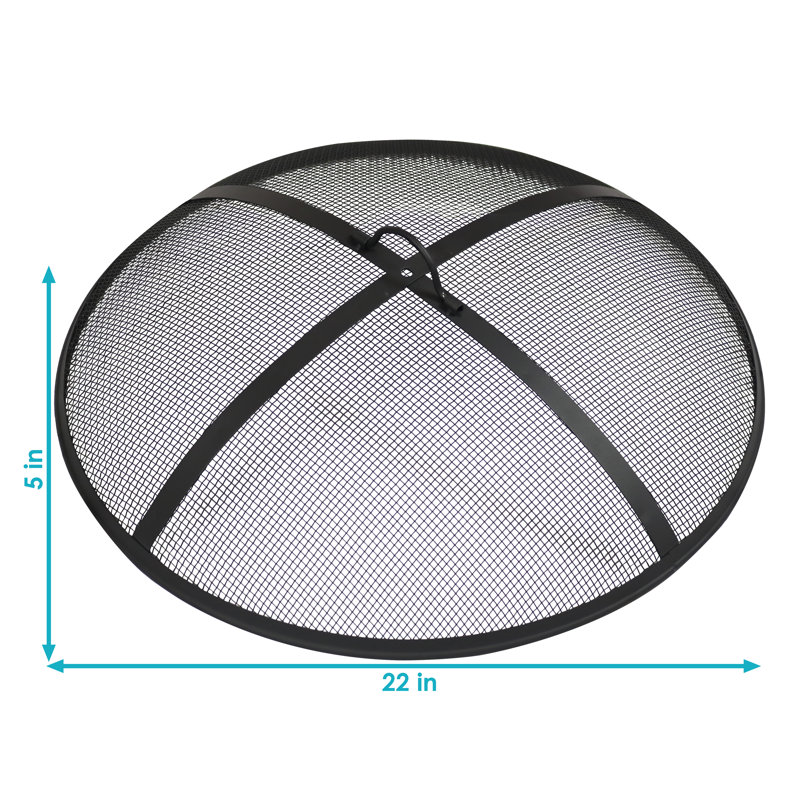 22-Inch Black Steel Mesh Fire Pit Spark Screen with Handle
