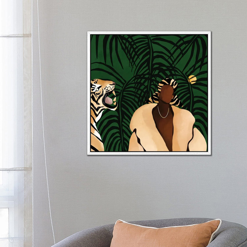 In The Wild (Green) by Bria Nicole - Print on Canvas, White Framed, 66.04 cm H x 66.04 cm W