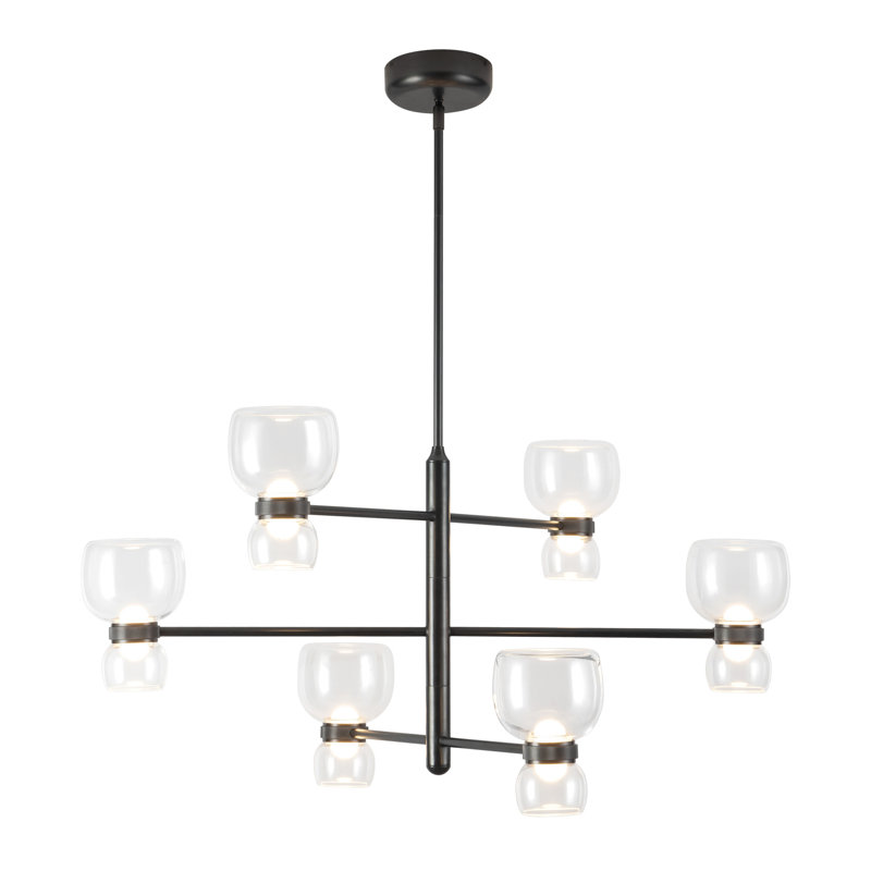 Sutton 36-in Black dimmable LED Chandelier, Oil Rubbed Bronze, Clear Glass