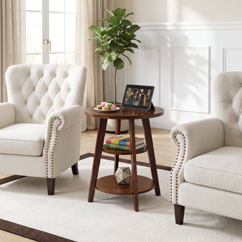 -Table de bout avec rangement, table d'appoint moderne en bois massif pour la maison