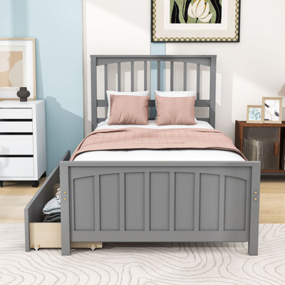 Twin Wooden Platform Bed with Built-In Storage Drawers