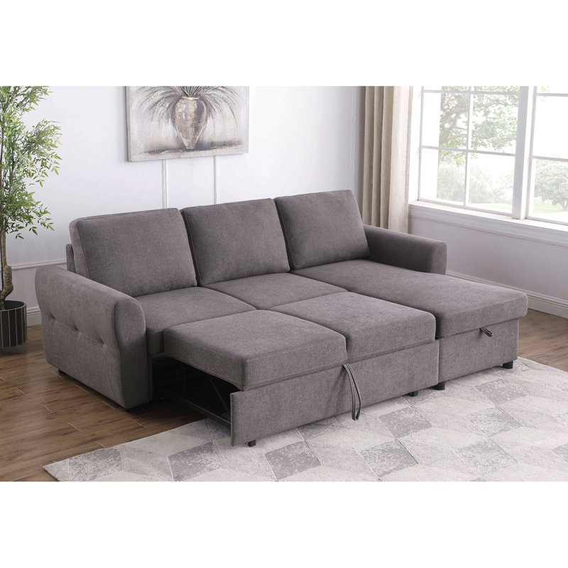 Canapé-lit modulaire avec rangement, Tissu gris