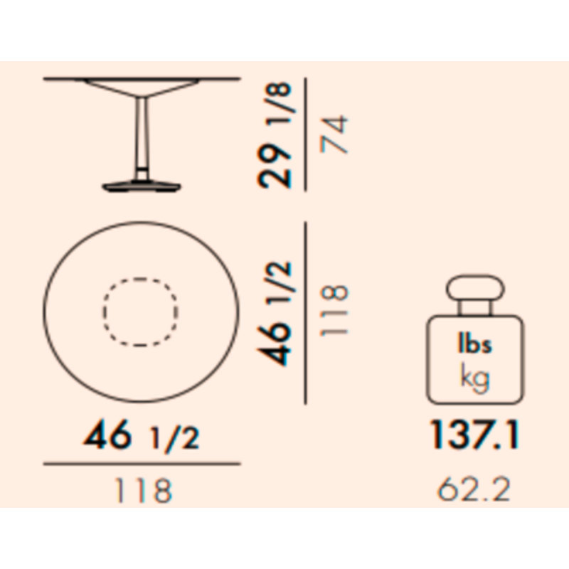 Table ronde Multiplo, Marbre blanc, 4 rayons