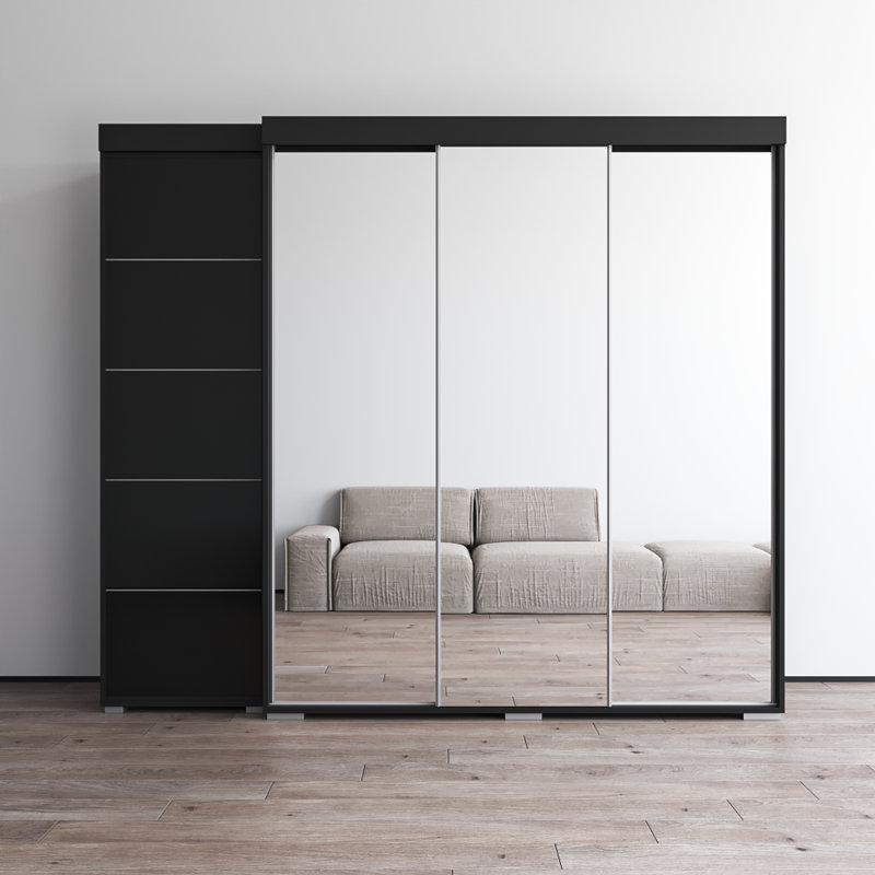Armoire 94,1 "avec 3 miroirs Aria, Noir