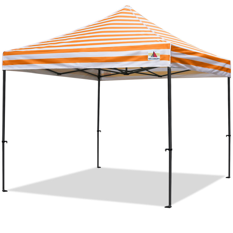 Commercial 10 Ft. W x 10 Ft. D Metal Pop-Up Canopy The Pop Up Canopies, Orange White Stripes