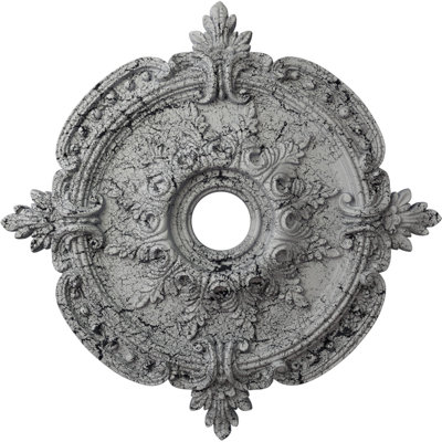 Endurathane Benson Classic Ceiling Medallion, 28 3/8"OD x 3 3/4"ID x 1 5/8"P (Fits Canopies up to 6 1/2"), Hand-Painted Ultra Pure White Crackle Finish
