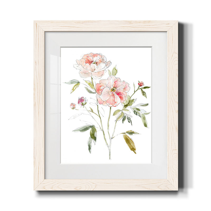Carnet de croquis Cottage Rose I - Peinture encadrée sur papier, Blanc, H 20 po x l 17 po x P 1,5 po