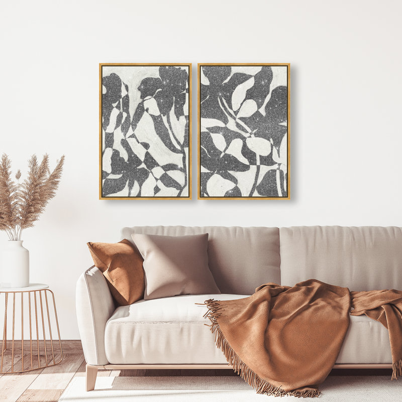 Contrast Nature Set Canvas Abstract Print by Oliver Gal, Black Frame, 10 x 15, 32"H x 22"W, Gold Floater Frame