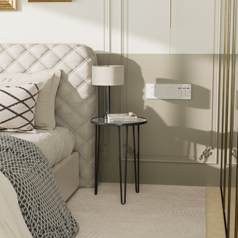 Table d'appoint moderne d'extérieur 21,5 po Dier, Miroir blanc, Noir