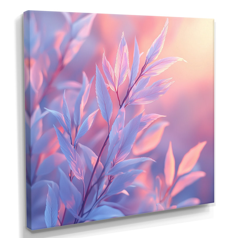 Manor, coucher de soleil, feuilles de saule I - feuilles, décoration murale, Toile tendue, Ne s’applique pas