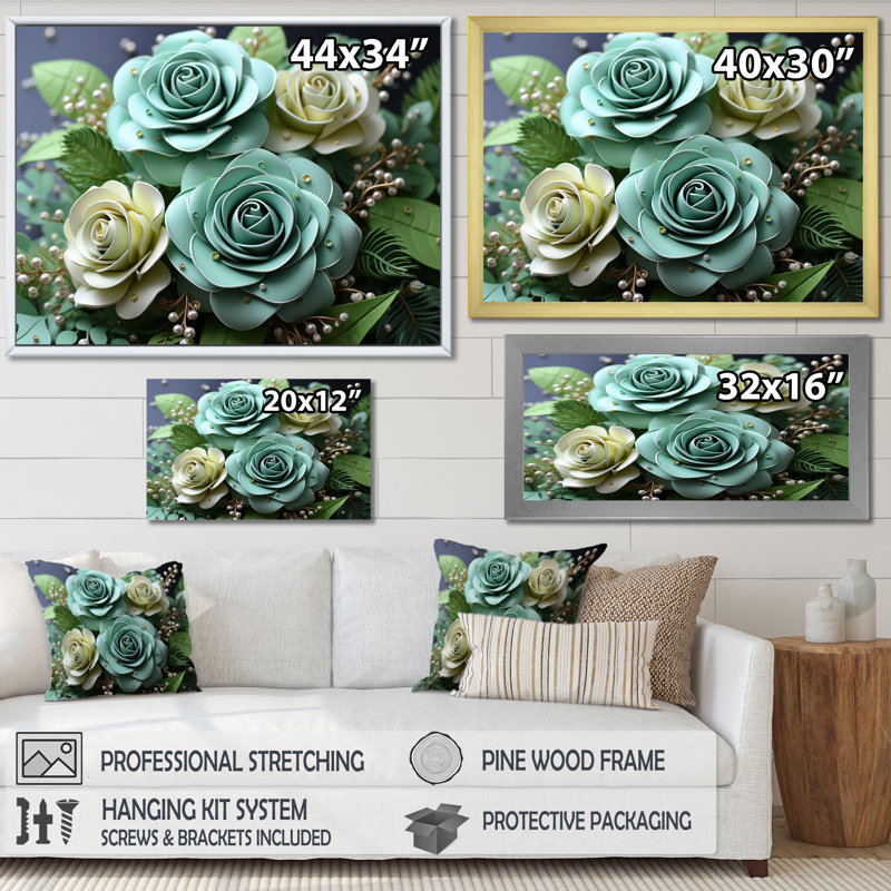 Méticuleusement rendu roses I, Toile tendue, H 30 po x l 40 po