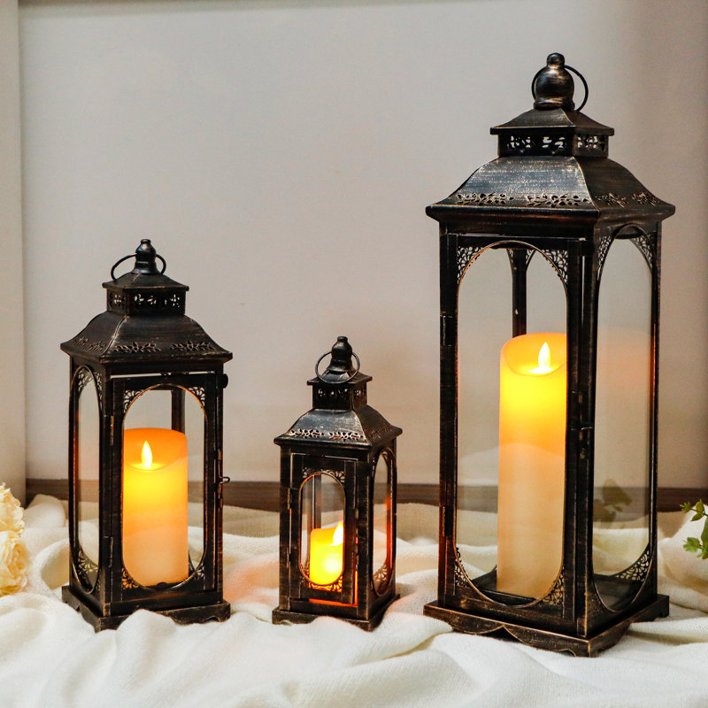 3 Piece Metal Tabletop Lantern Set
