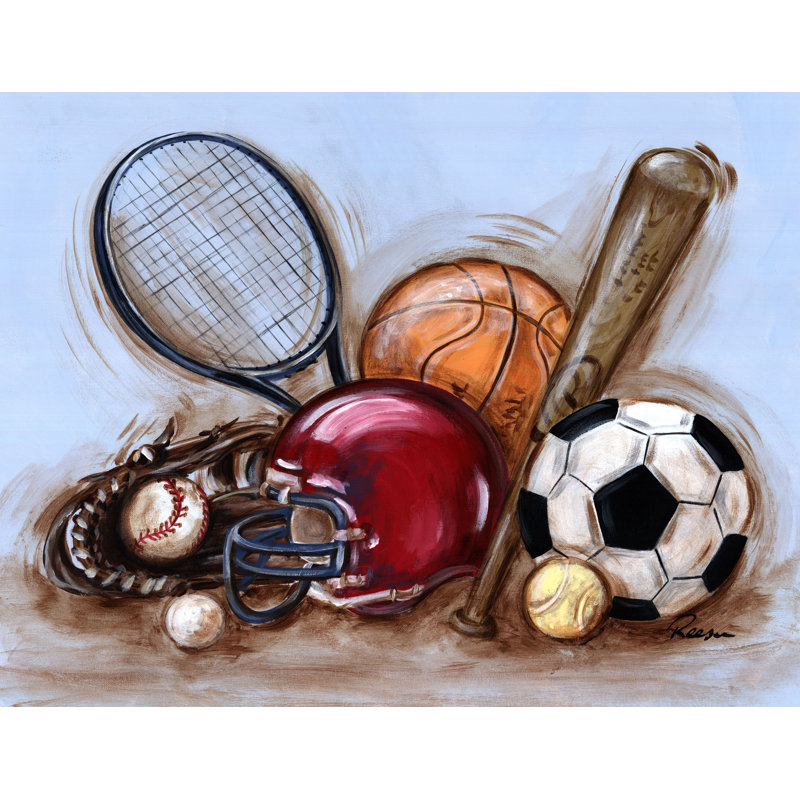 "Varsity Gear" par Reesa Qualia, reproduction sur toile tendue, H 24 po x l 31 po x P 1,5 po