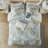 Oversized Cotton Bedding Set With Decorative Pillows, Coastal Blue Style