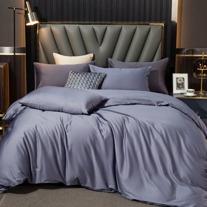 Ensemble de housse de couette MooMee, Housse de couette pour très grand lit et 2 taies , Gris bleuâtre