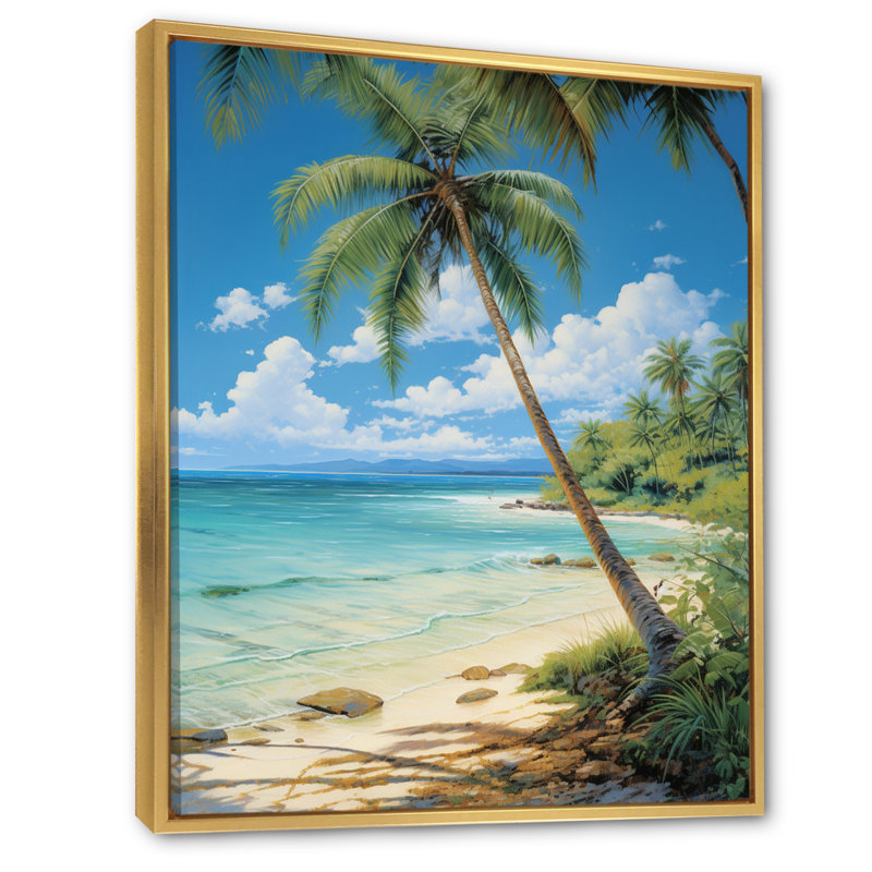 «Baltzer Palm Trees Palms I», reproduction d'art sur toile, H 44 po x l 34 po x P 1,5 po, Cadre flottant doré