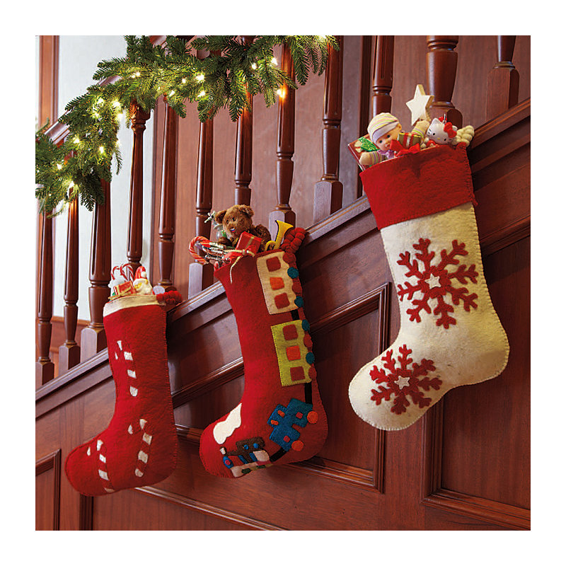 Bas De Noël Flocon De Neige Feutrée à La Main