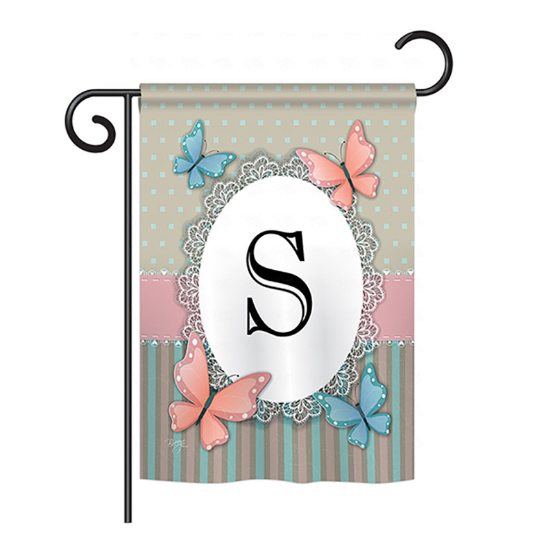 Drapeau de maison / jardin en polyester monogramme à 2 faces Shellman Butterflies, H 18,5 po x l 13 po, S