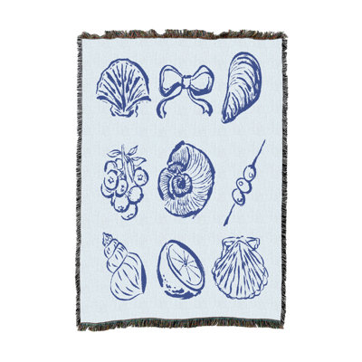 Couverture en tapisserie Pure Country Weavers « Tranche de vie marine » bleue, tissée en coton, fabriquée aux États-Unis (50 x 60 pouces)