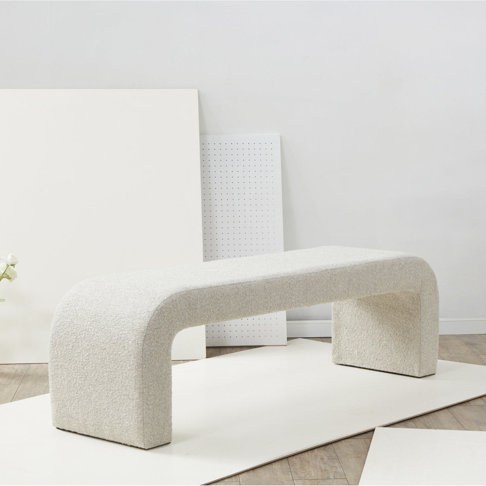 Daine 62" Linen Bedroom Bench, Light Brown Polyester