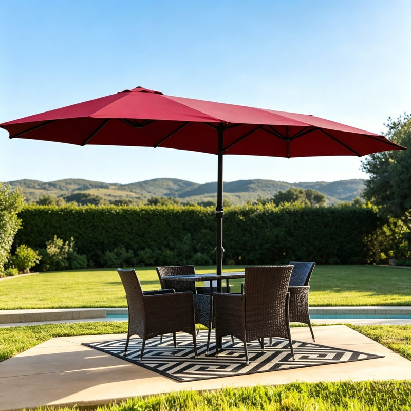 Parasol rectangulaire à double face avec manivelle Uwant, Rouge