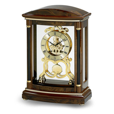 Roman Numeral Walnut Quartz Movement / Crystal Tabletop Clock in