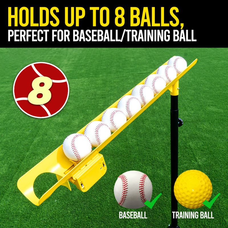 Baseball Soft Toss Machine With Rebound Net,Electric Motor Soft Toss Training System Hold Up To 8 Balls,Height And Speed Adjustable Baseball Pitching Machine