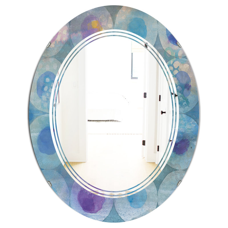 Triple C Frameless Wall Mirror, 31.5" x 23.7", Watercolor Geometrical Circles II 
