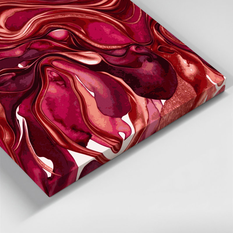 Aquarelle abstraite, art mural sur toile rouge 5, H 16 po x l 20 po