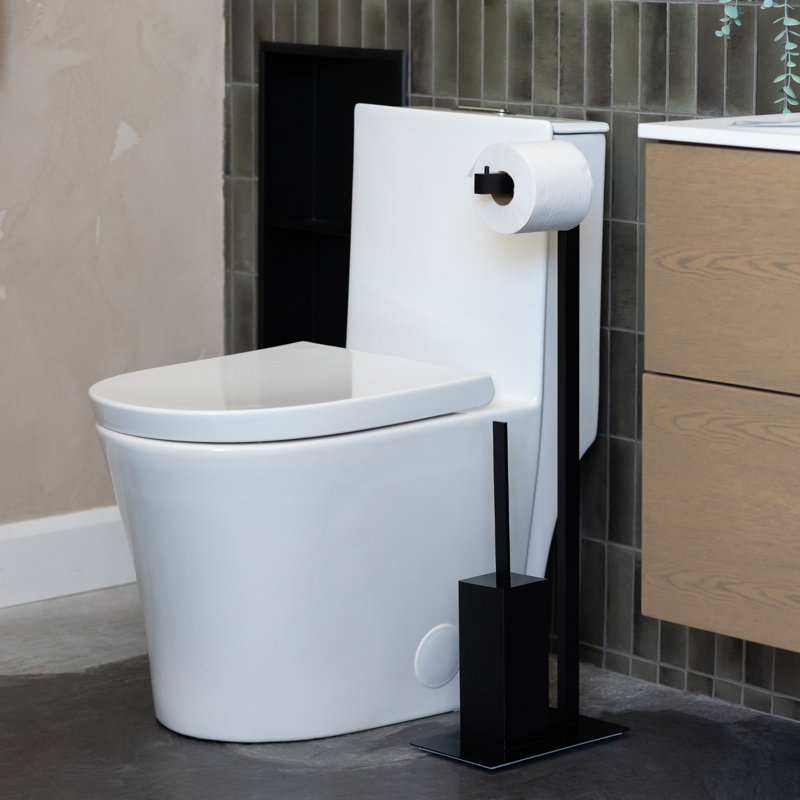 Porte-papier hygiénique sur pied, Noir mat