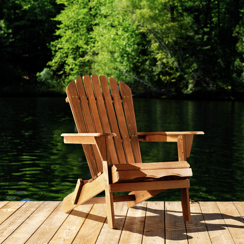 Chaise Adirondack pliante en bois surdimensionnée avec dossier et siège pré-assemblés (sans la table), Brun