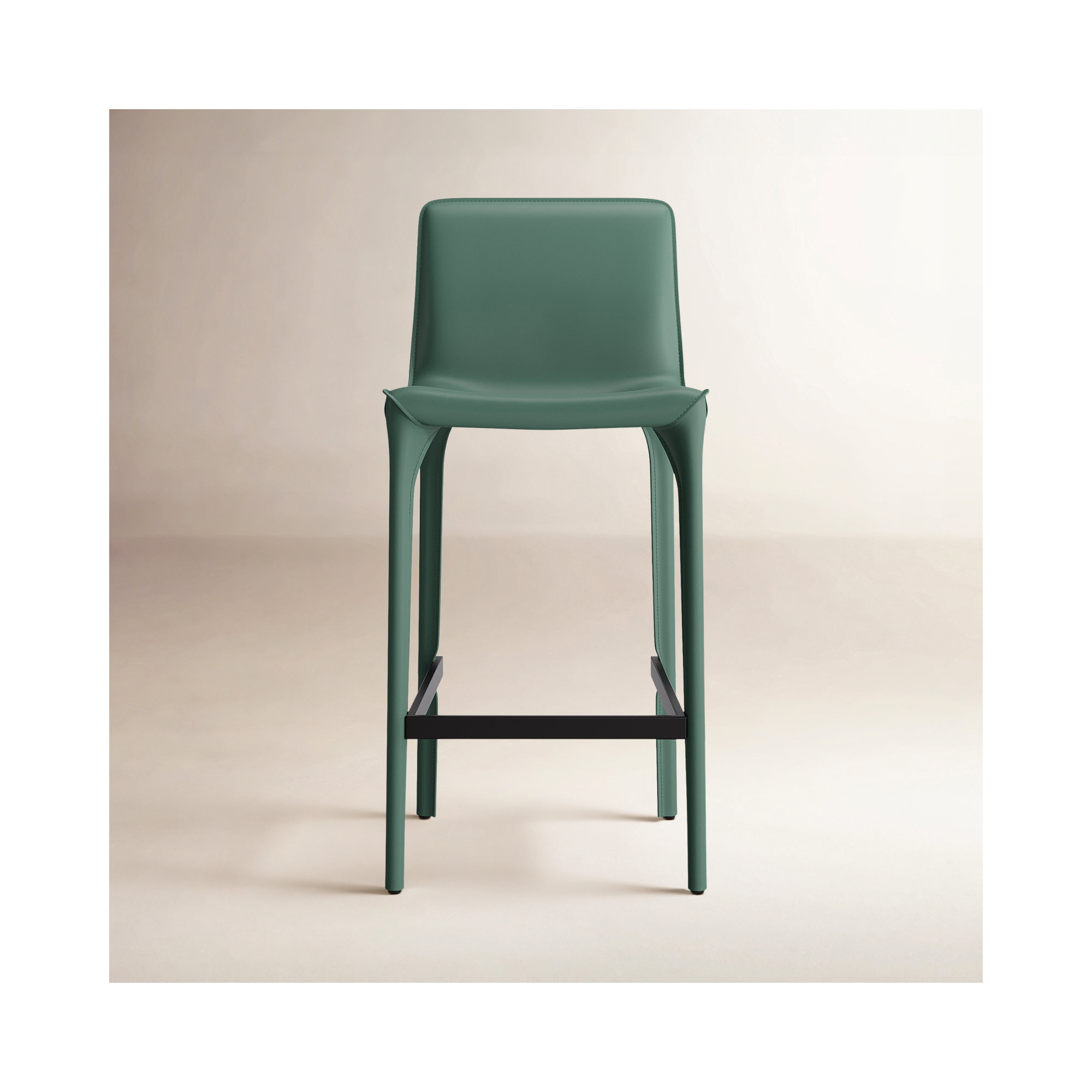 Vannes Vegan Leather Barstool, Green, 1