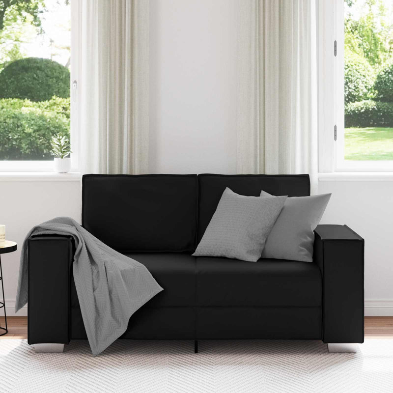 Canapé noir en similicuir vidaXL 62,99 po, H 33,1 po x l 63 po x P 30,7 po