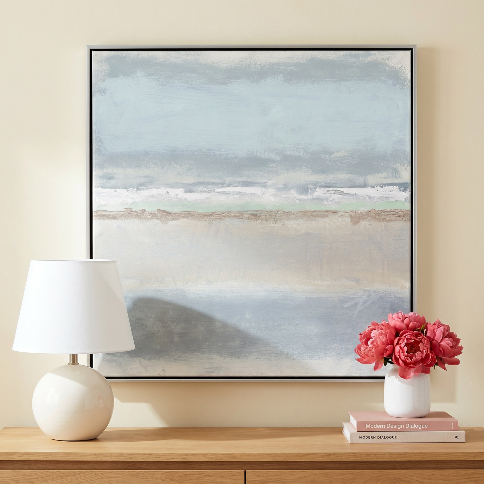 Dandelion "Serenity II" Painting by Filippo Ioco, Silver, 16" H x 16" W x 2" D