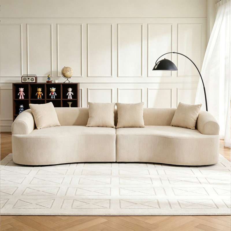 Canapé incurvé incurvé, compression modulaire 106 po, WHITE