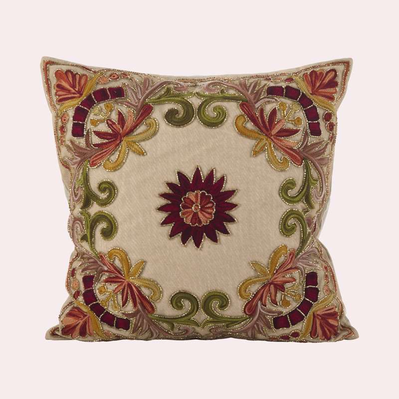 Kreutzer Cotton Floral Square Pillow Cover & Insert, Multi