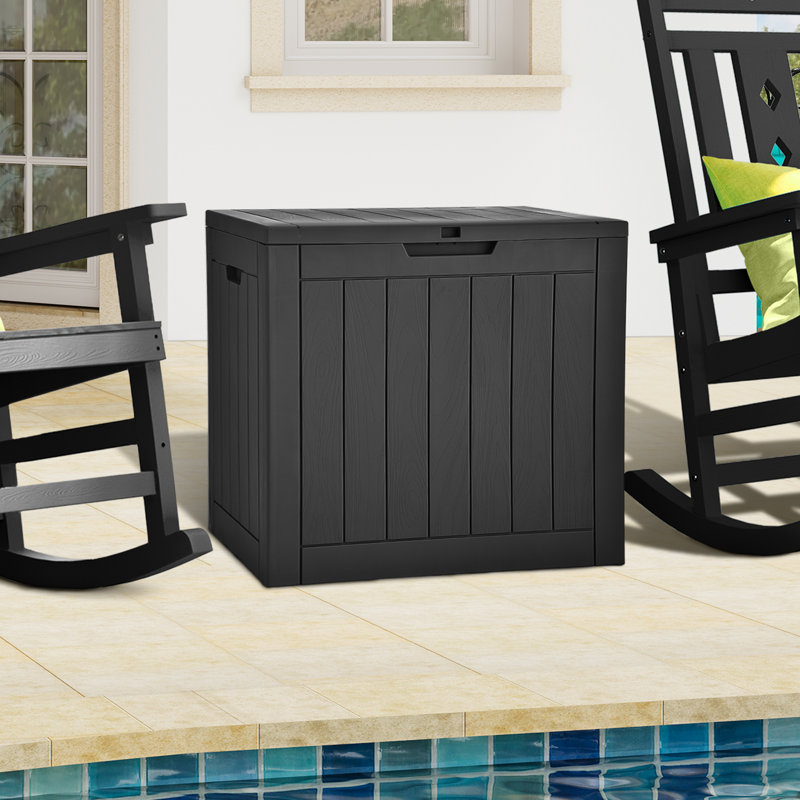 Edrosie Inc 22 " W 32 Gallons Water Resistant Resin Lockable Deck Box, Black