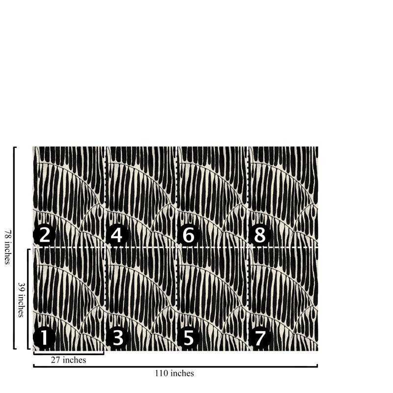 Black Abstract Leaf Pendant Wallpaper