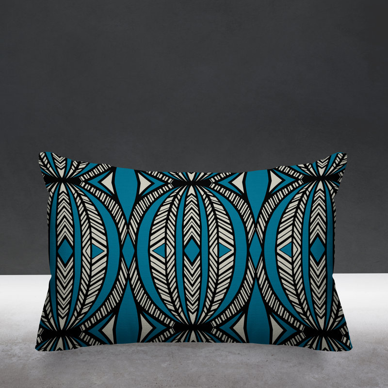  Housse de coussin rectangulaire pour l'extérieur Tribal, Turquoise