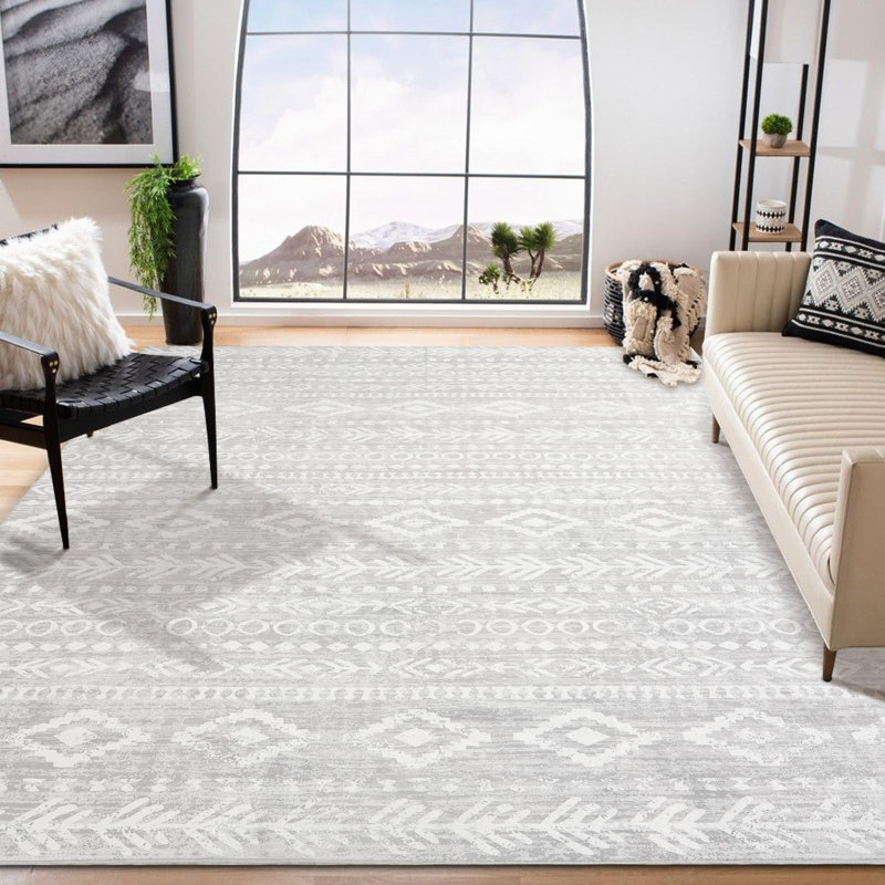 Watte Washable Modern Rustic Farmhouse Moroccan Tribal Area Rugs, Rectangle 8' x 10'