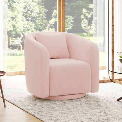 Boucle Polyester Upholstered Swivel Armchair