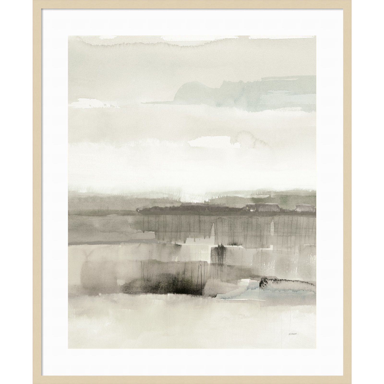 Influence Of Line And Color Neutral Crop by Mike Schick, Brown Framed Paper, 41.12" H x 34.12" W x 0.88" D