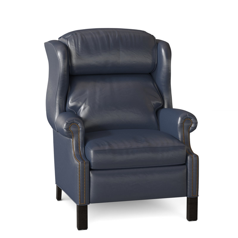 Chippendale Recliner, Outsider Raven Genuine Leather, Cobblestone, #9 French Natural
