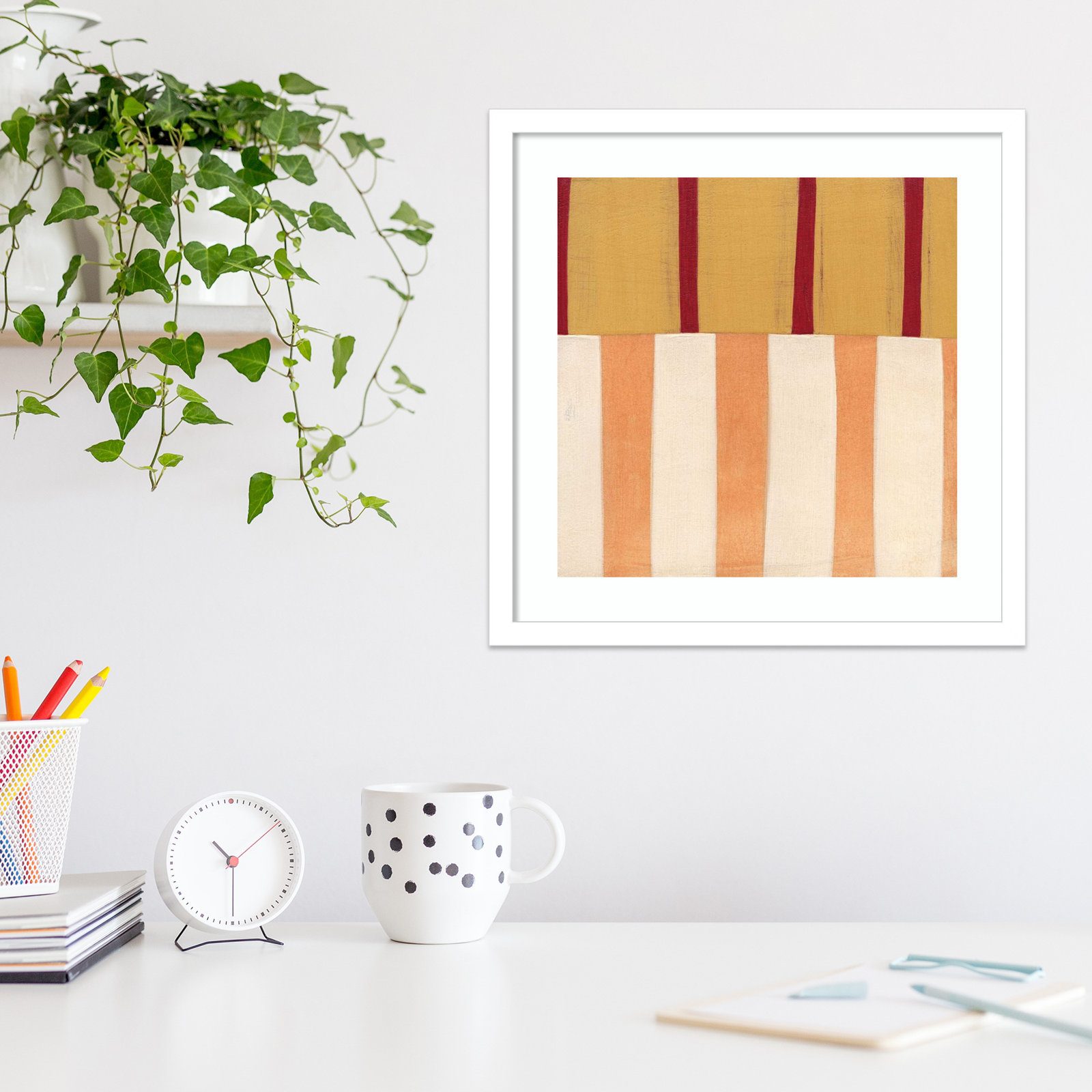 Broken Stripes 3 by Laura Nugent, White, 17" H x 17" W x 1" D
